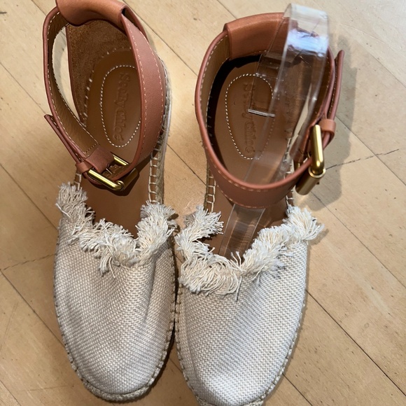 See By Chloe Canvas raw trim edge espadrille sandal, 38, CB2365 - Picture 6 of 6